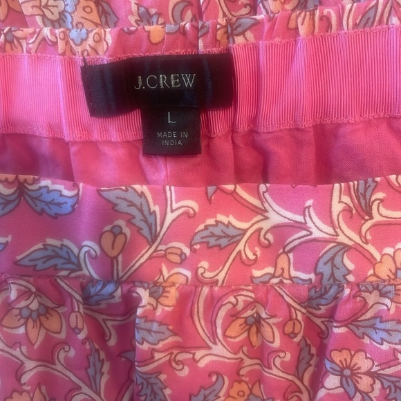 J. Crew pink floral block print tiered full lined cotton midi skirt size large - Picture 7 of 8
